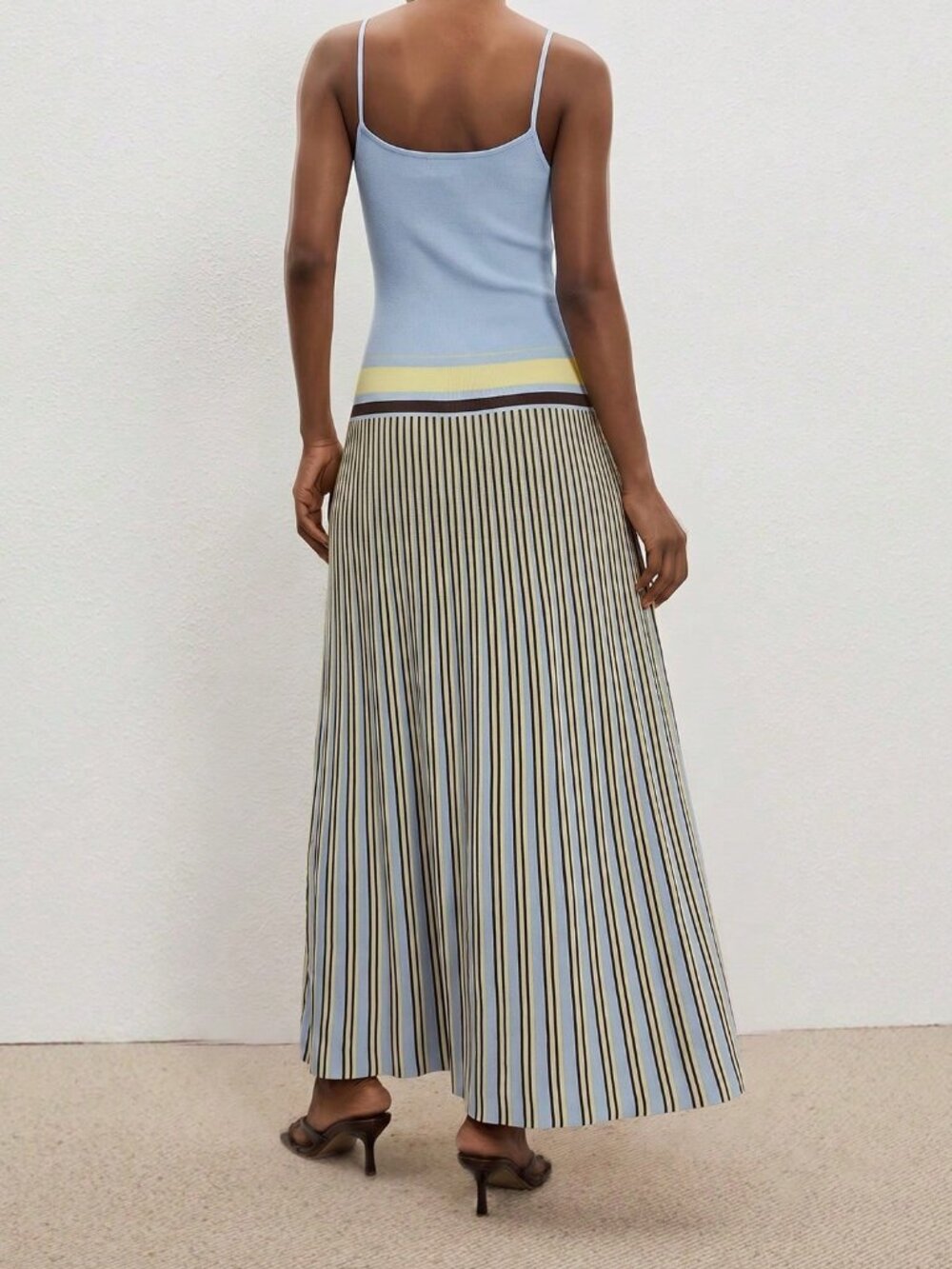 Blue Casual Women's Striped Camisole Knit Dress - Picture 2 of 5